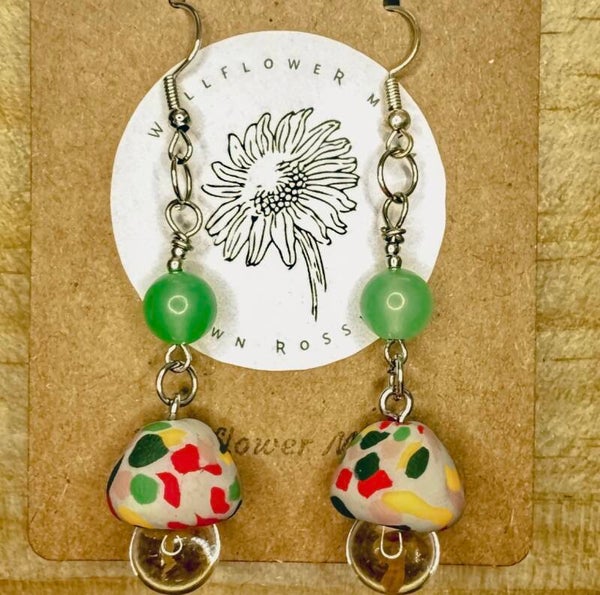 Garden Mushroom Green Aventurine Earrings