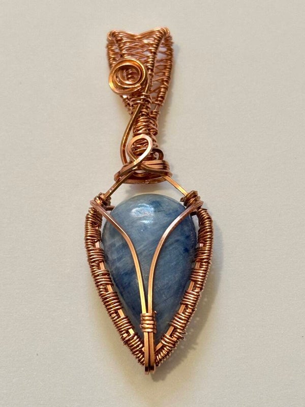 Blue Kyanite Copper Wire Wrapped Pendant
