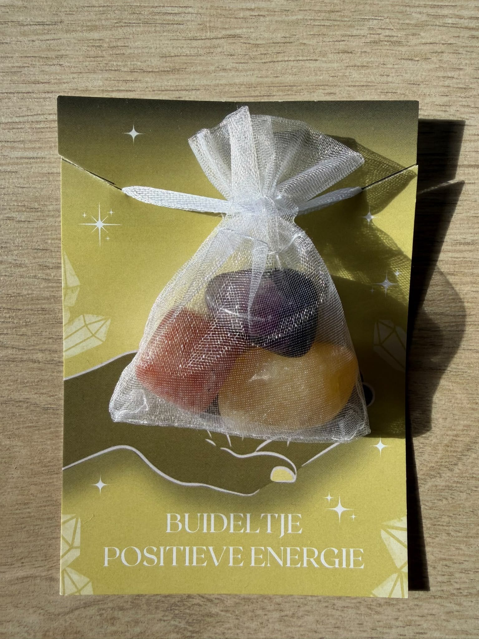 Buideltje Positieve Energie Zonnesteen, Gele Calciet & Fluoriet