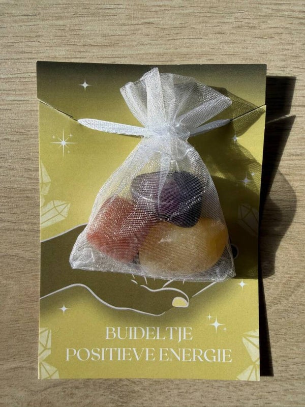 Buideltje Positieve Energie Zonnesteen, Gele Calciet & Fluoriet