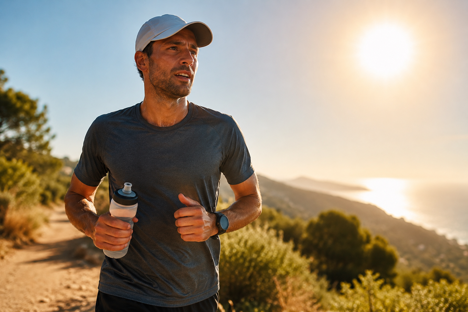 Coureur faisant du heat training en course à pied