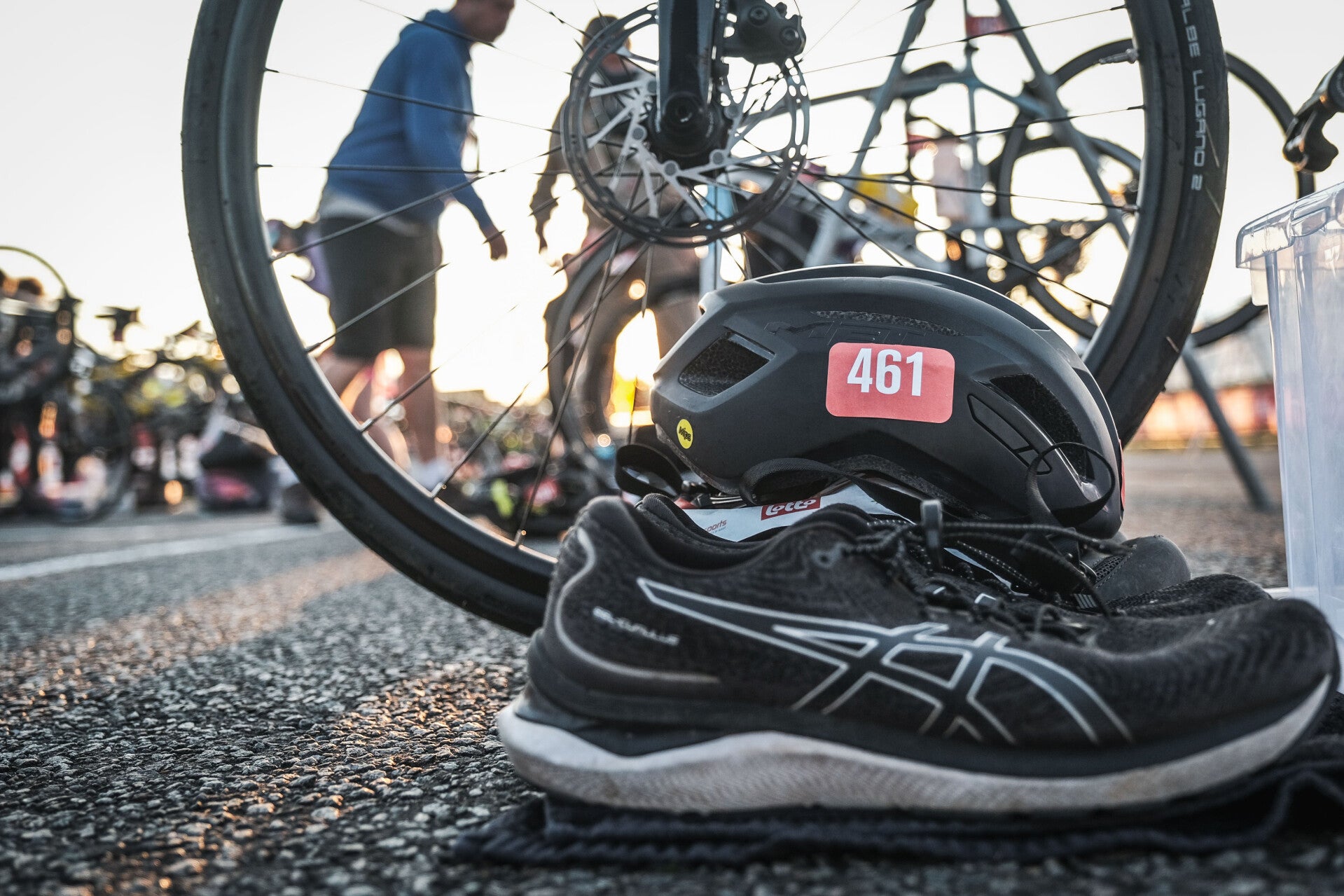 Matériel de triathlon d'un élève en coaching