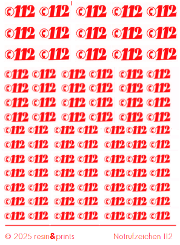 Decal "112" Rot für Feuerwehrfahrzeuge 1:87