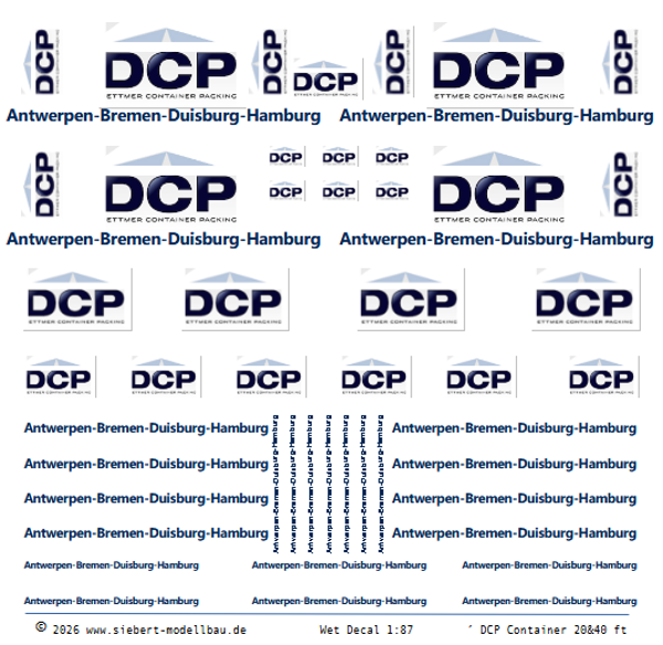 Decal Container 20&40 ft "DCP" Übersee