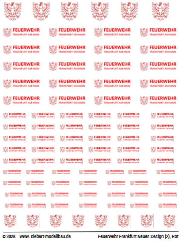 Decal Feuerwehr Frankfurt a.M. Neues Design in Rot