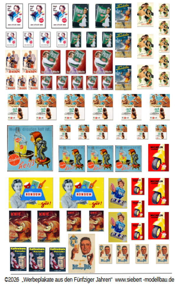 Werbeplakate der Fünfziger Jahre für Diorama und Modellbahnanlage