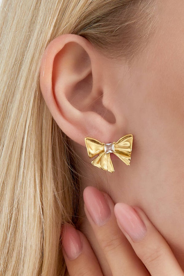 Shinny bow - strik oorbellen