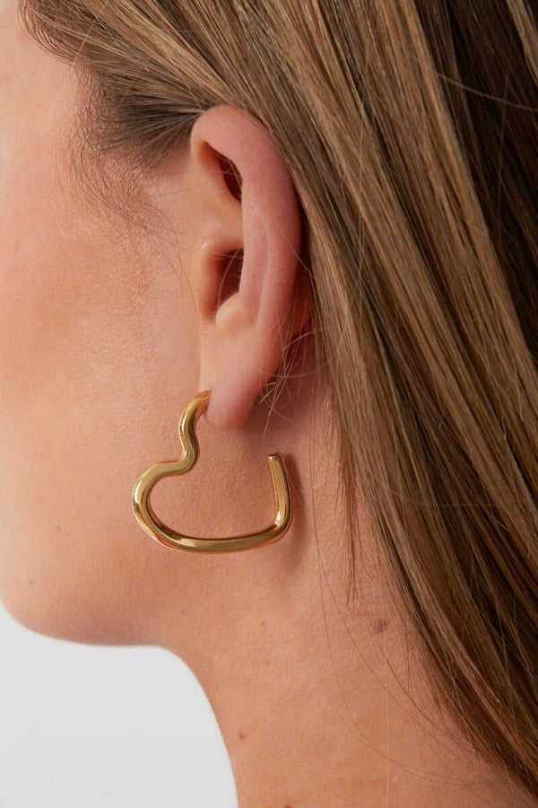 Goud Hoop Hart Oorbel - Gold