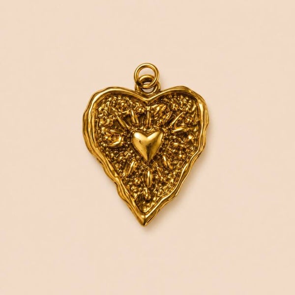 Bedel double love heart goud groot - Charm gold