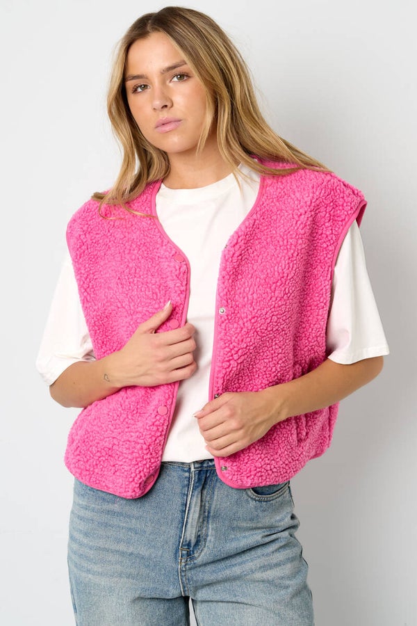 Teddy vest roze