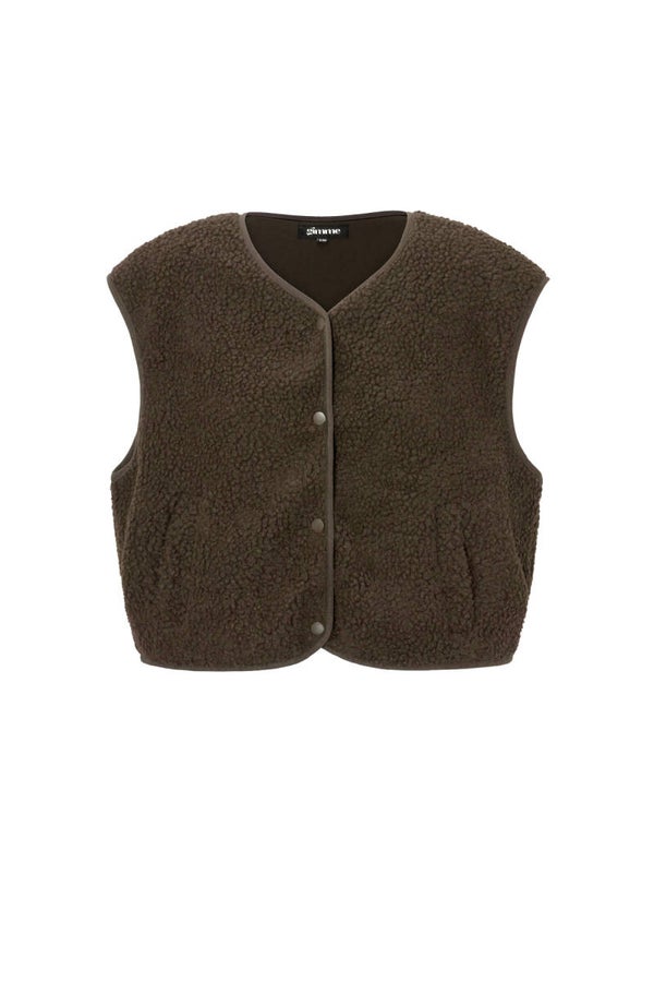 Teddy vest donkerbruin