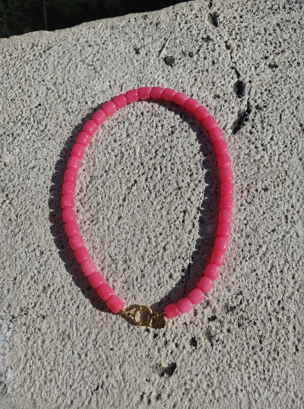 Pink Glow necklace - roze kralenketting