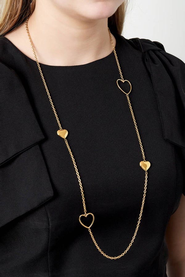 Amour necklace - Lange hartjes ketting