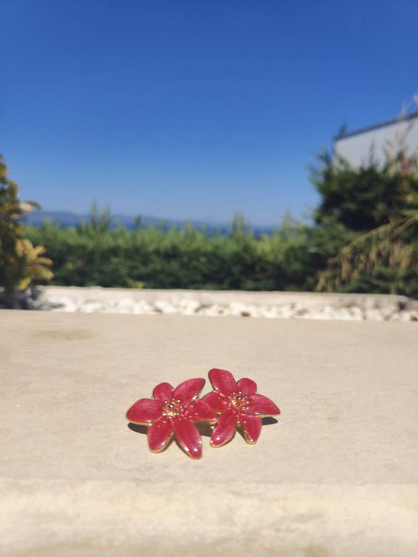 Red Flower- Rode bloemen oorbellen