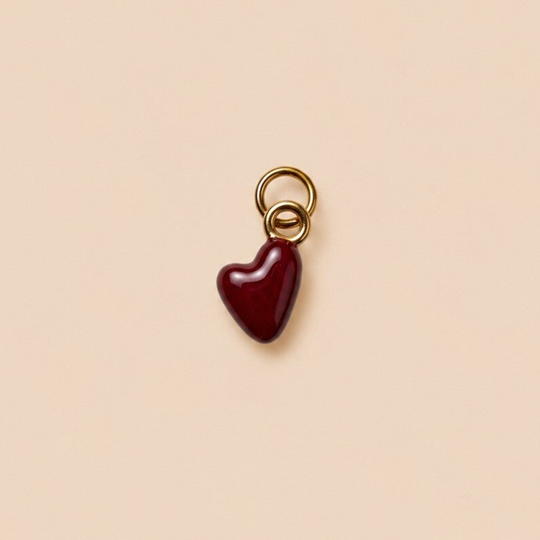 Bedel hart Bordeaux rood klein - Charm red heart