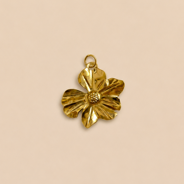 Gouden bloem bedel medium - charm gold