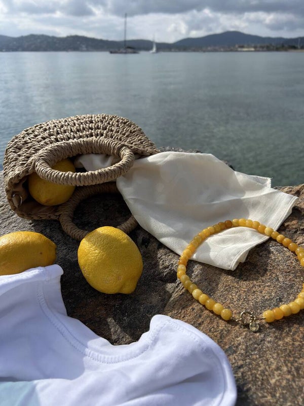 Gele Soleil natuurstenen kralenketting
