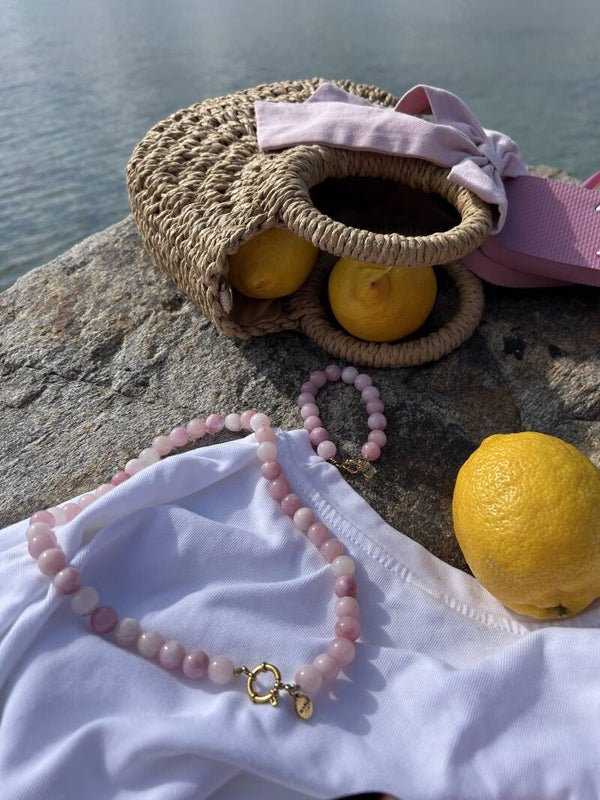 Lila/ pink Soleil kralen ketting