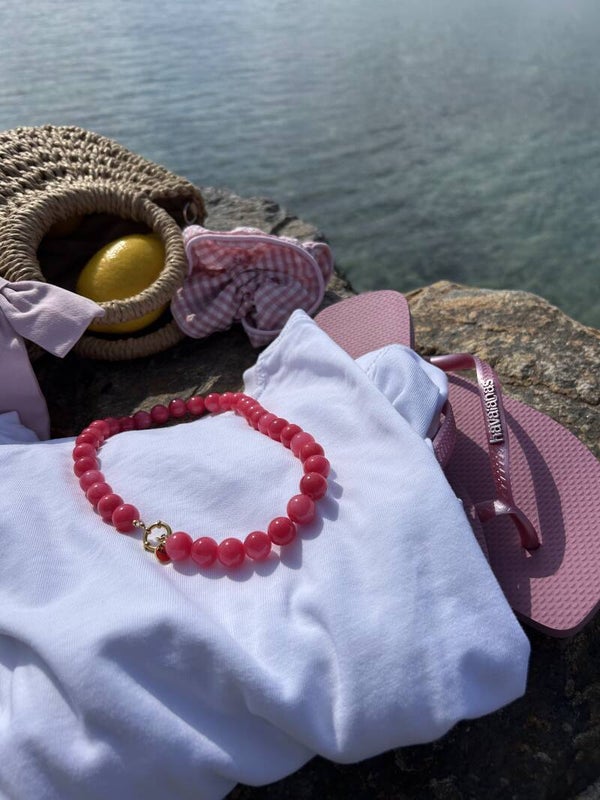 Round Red Necklace - Natuurstenen kralenketting