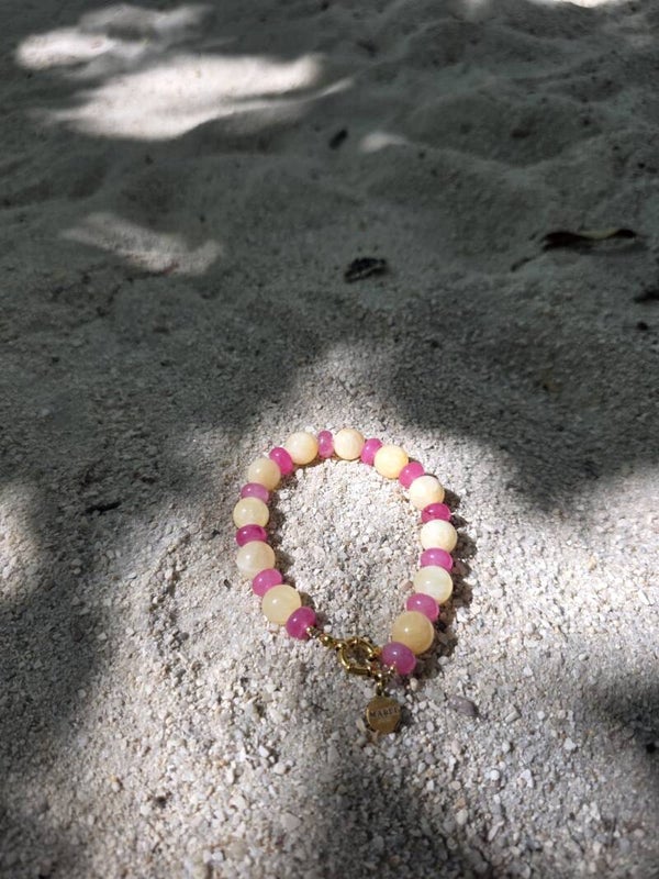 Sunset Bloom Bracelet - geel met roze armband