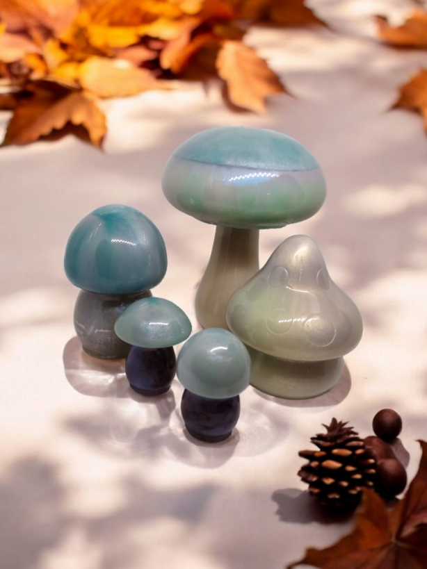 Gruppe von Pilzen - von groß bis klein