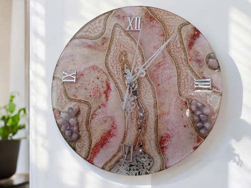 Kristall Uhr "Rosenquarz"