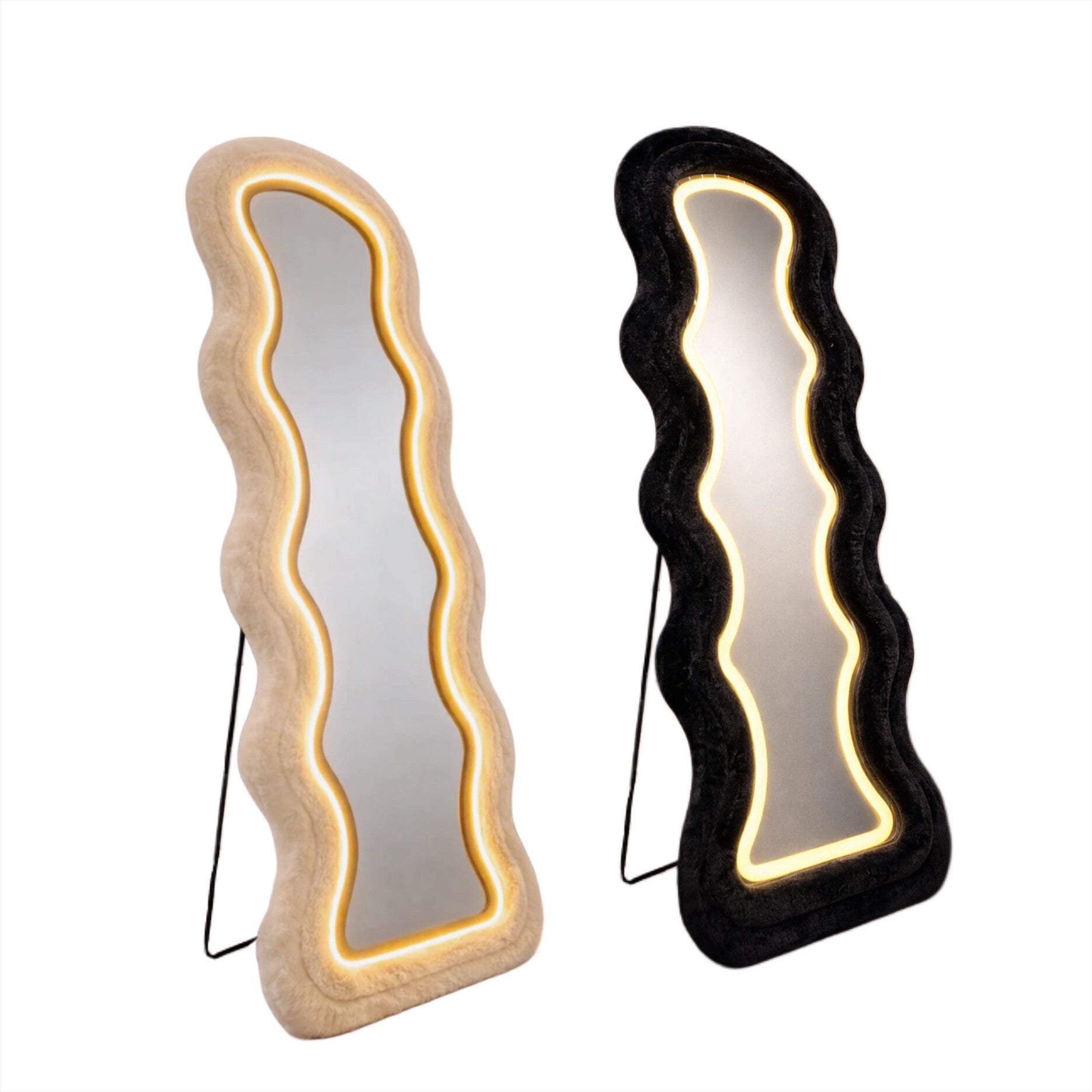 Staande Fluffy Spiegel Met Led Light