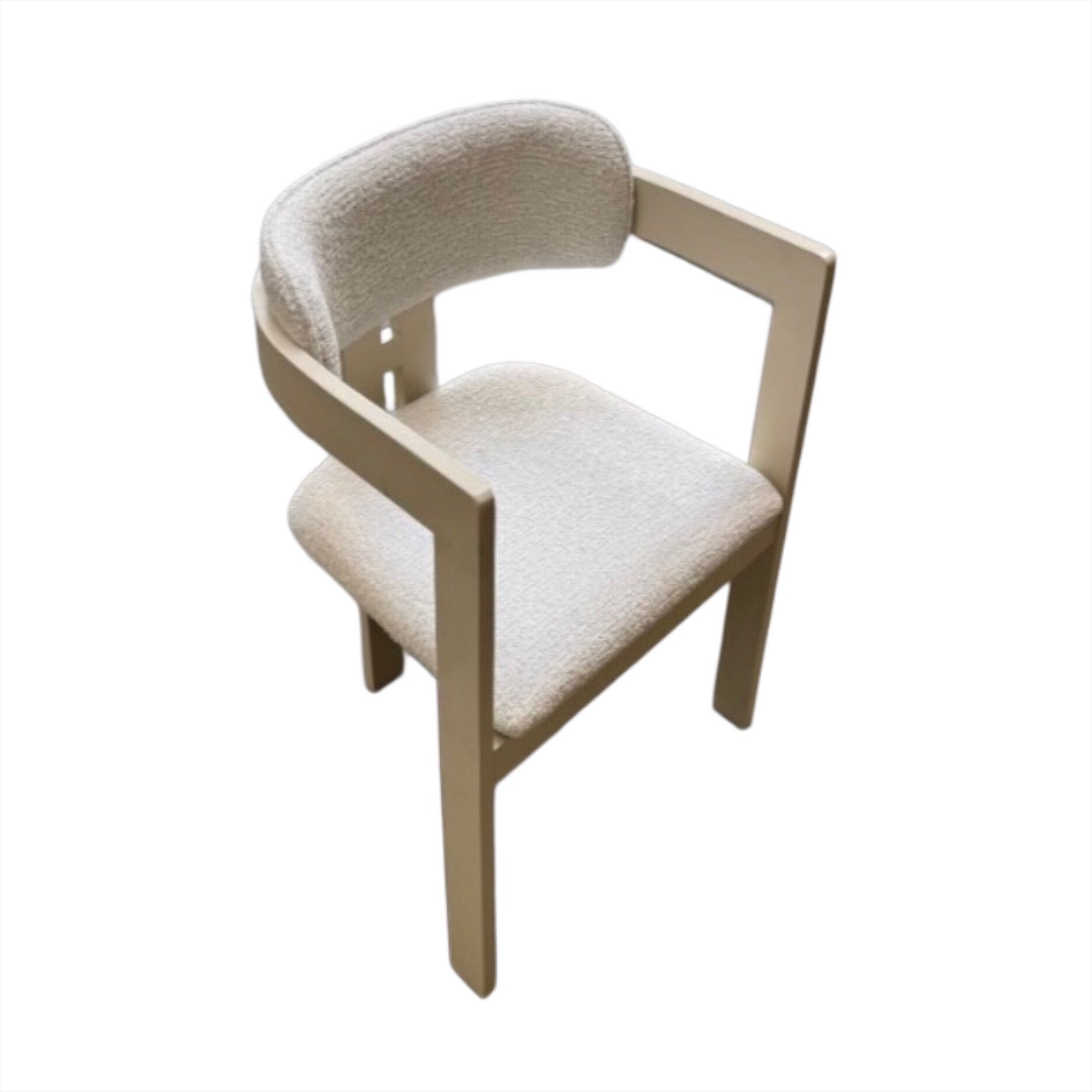 Luna eetkamerstoel – bouclé stof met beige houten frame