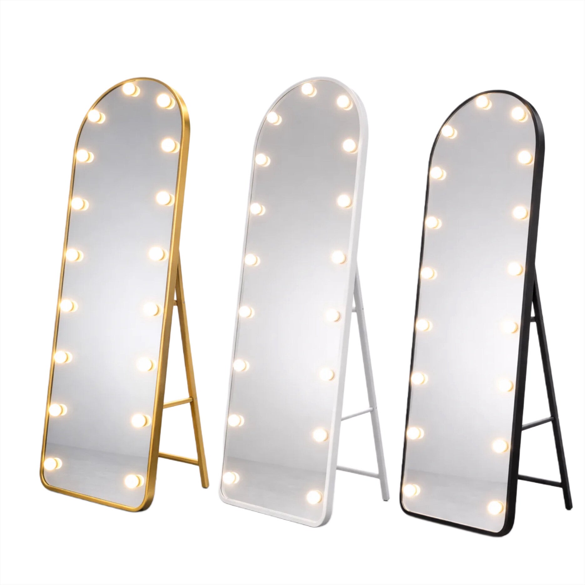 Staande Spiegel Met Hollywood Led Light