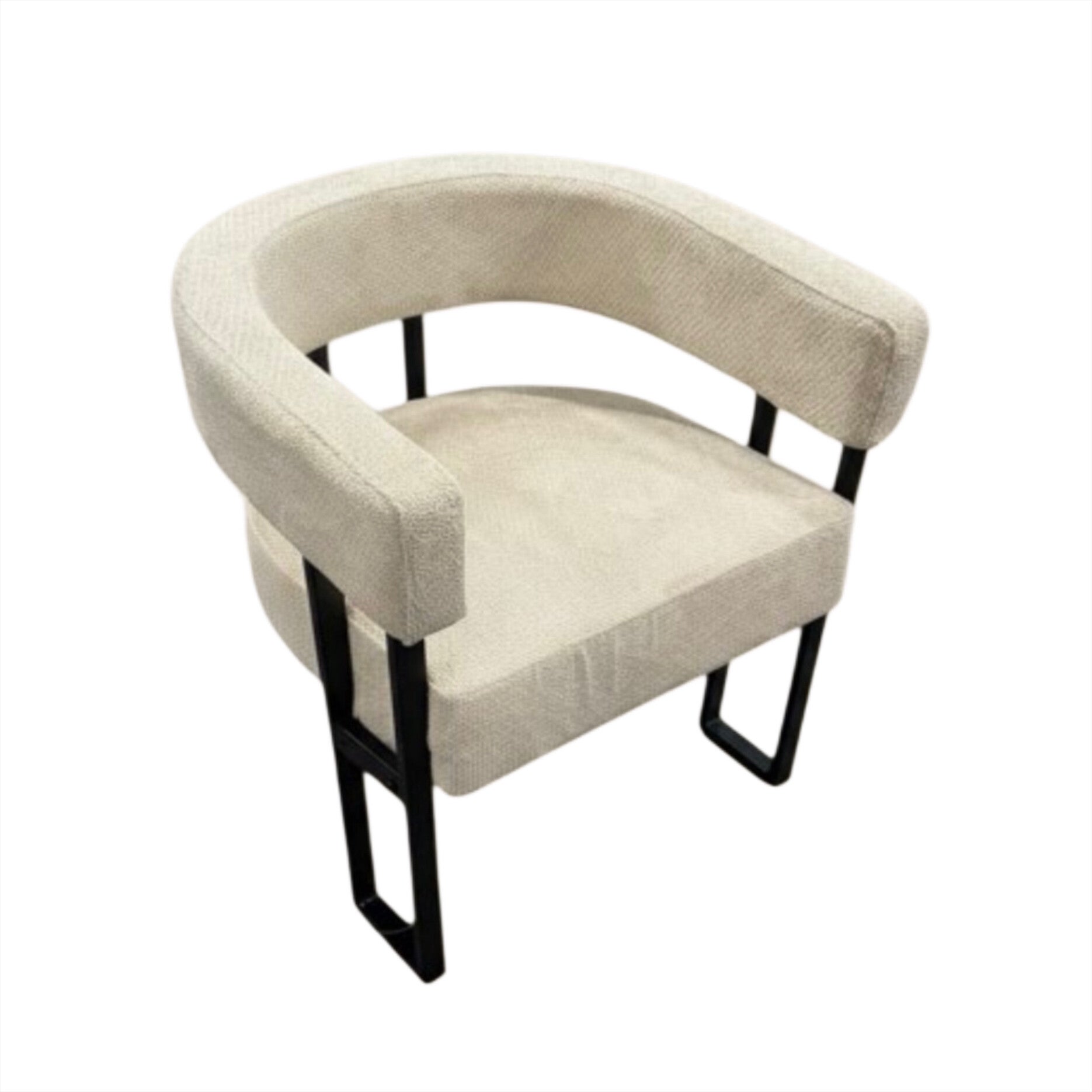 Milo eetkamerstoel – beige bouclé met zwarte poten