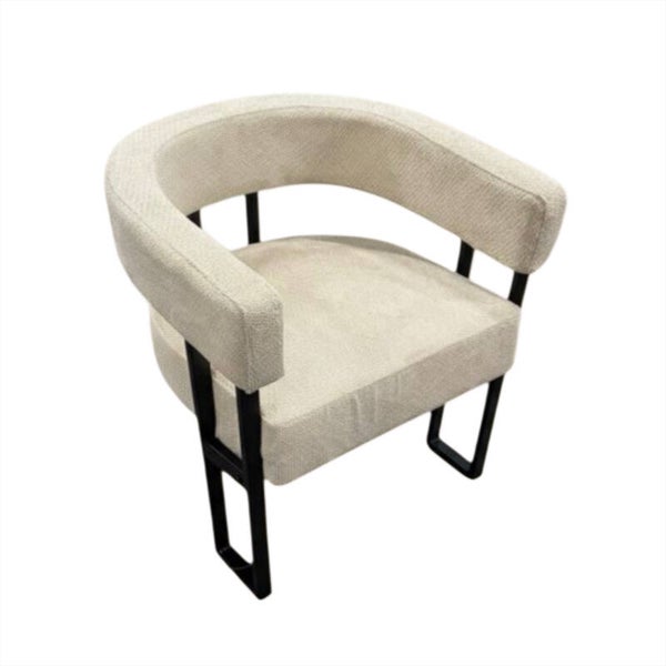 Milo eetkamerstoel – beige bouclé met zwarte poten