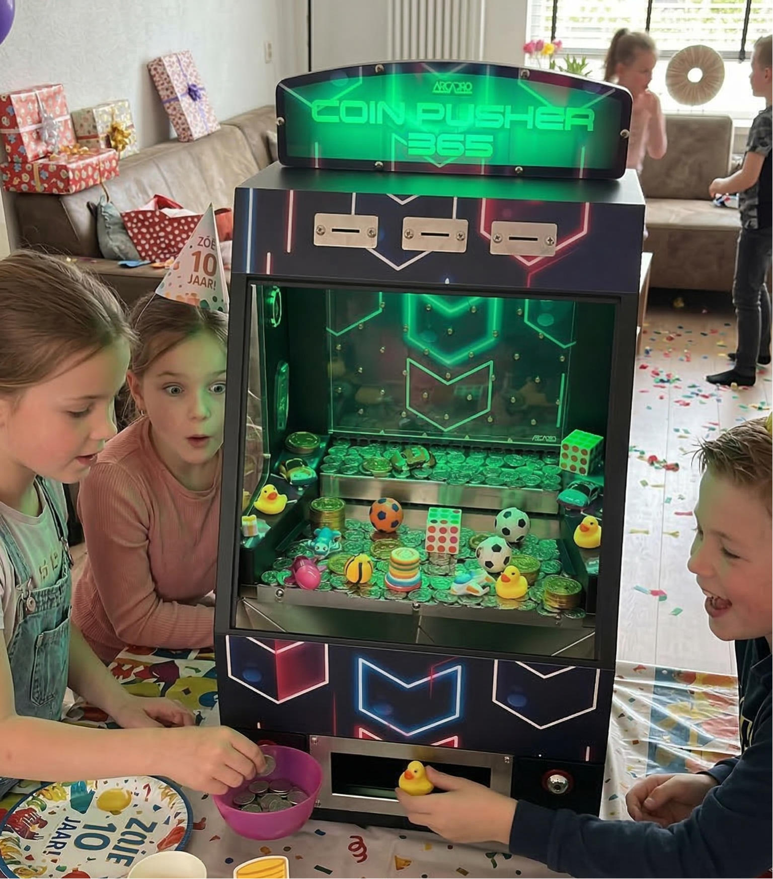 Coinpusher huren voor kinderfeestje. Verschillende pakketten en prijzen