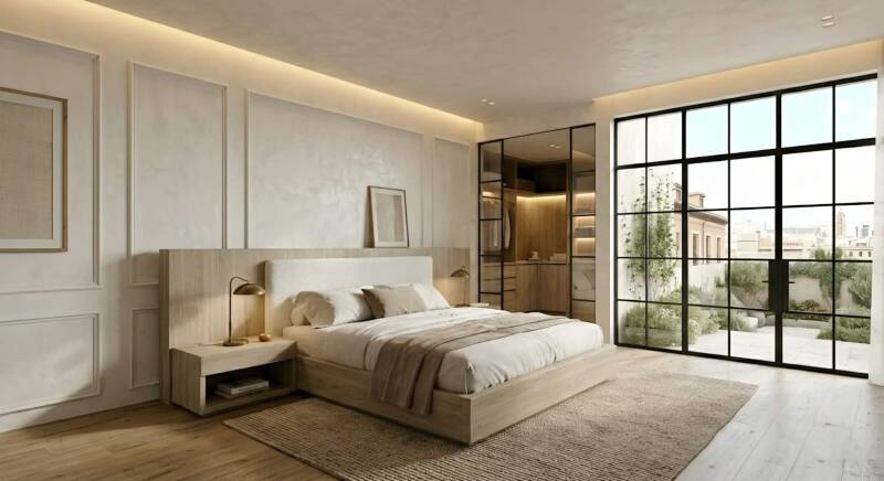 VÉRTICE Urban Loft dormitorio suite vestidor acristalado terraza vistas ciudad lujo urbano