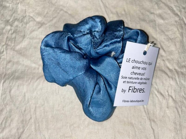 Chouchou uni bleu indigo