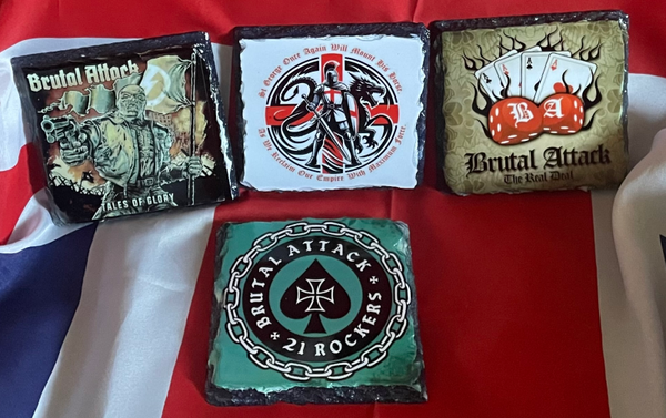 Brutal Attack Slate Coaster Set