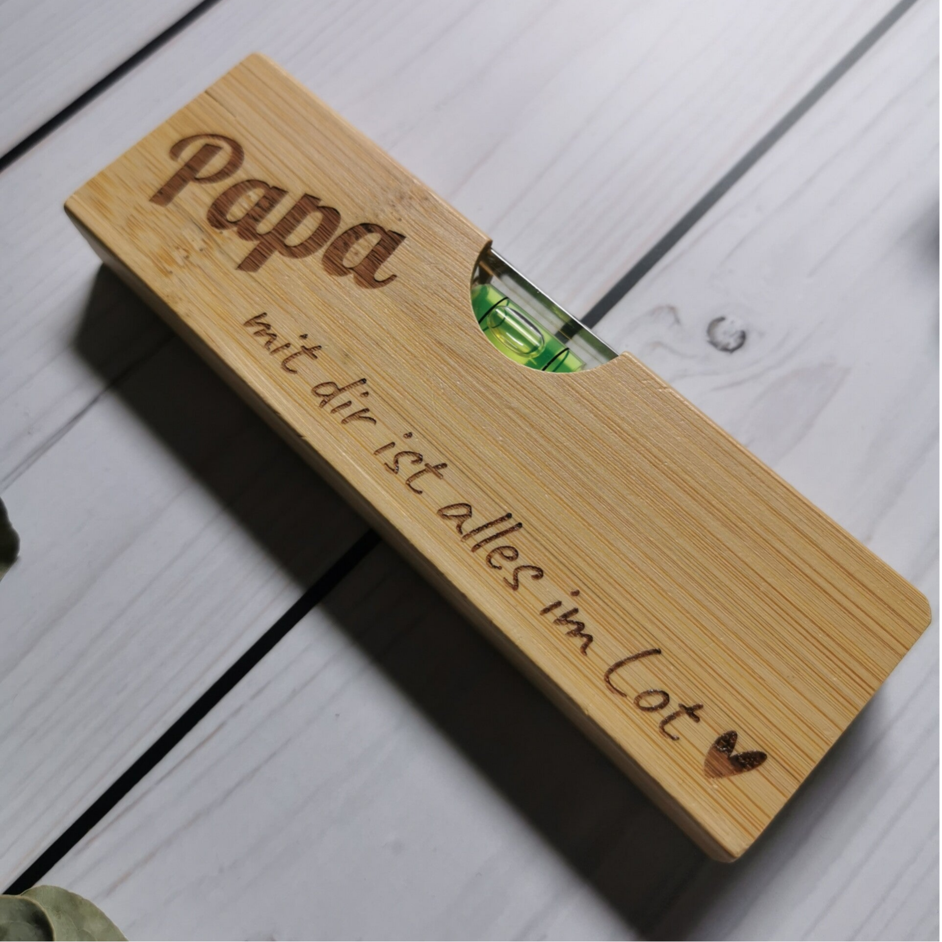 Flaschenöffner mit Wasserwaage "Mit Papa alles im Lot"