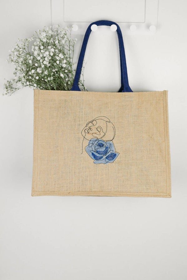 Jute-Tasche "Flower Lineart"