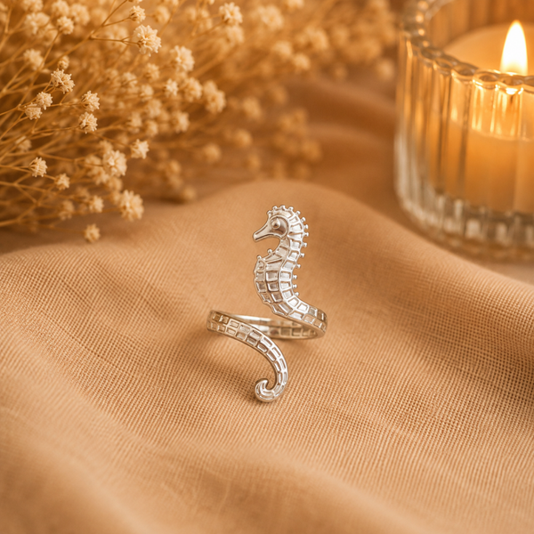 Silver Seahorse Ring