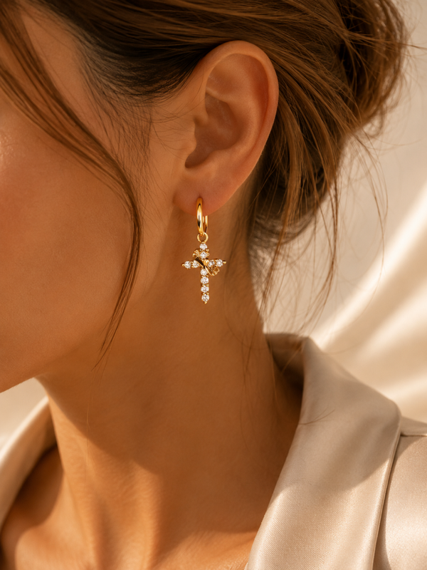 Luxe Cross Hoops