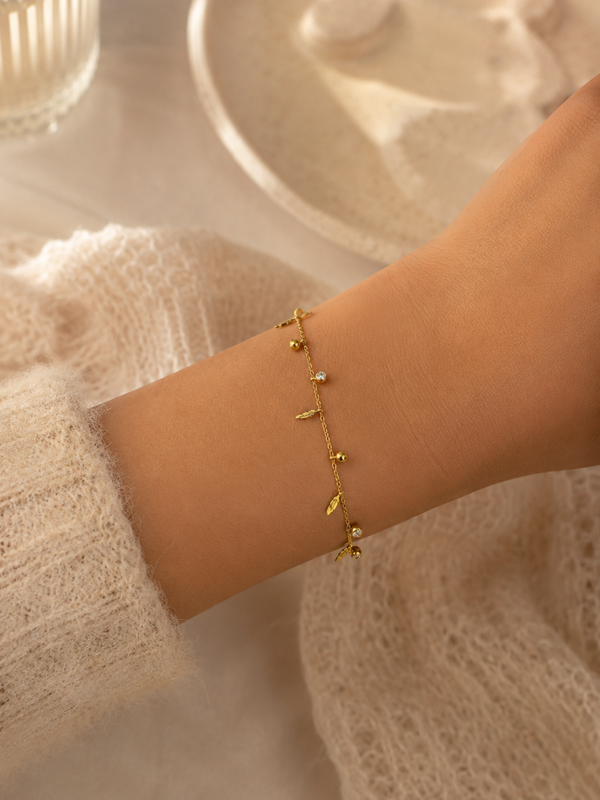 Golden Feather Charm Bracelet