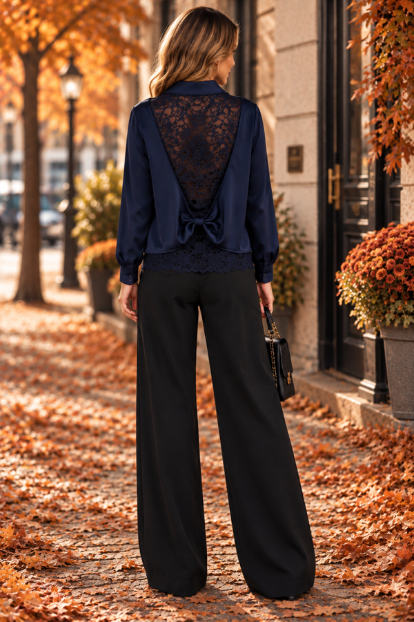 Jolie Lace Blouse Navy