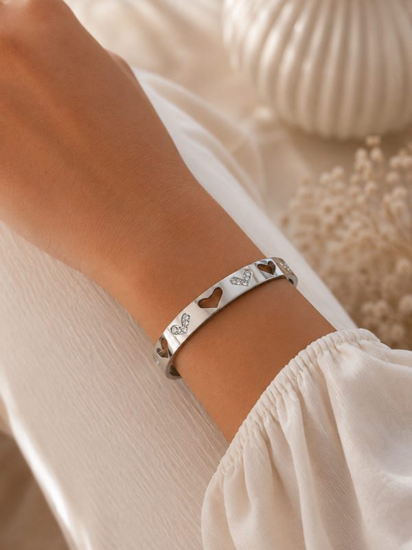Silver Hearts Bangle