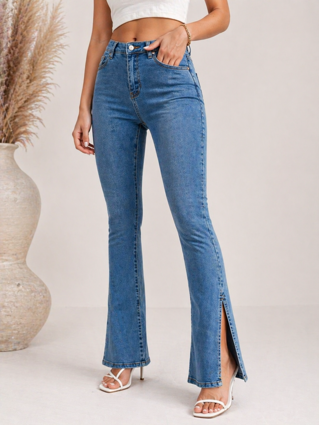 Split Flared Jeans