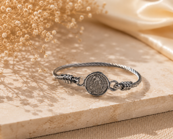 Silver Faith Coin Bangle