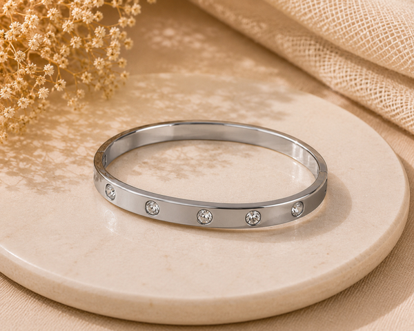 Silver Crystal Bangle