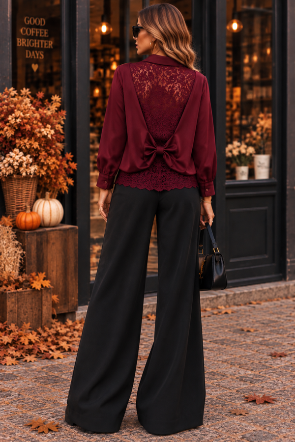 Jolie Lace Blouse Bordeaux