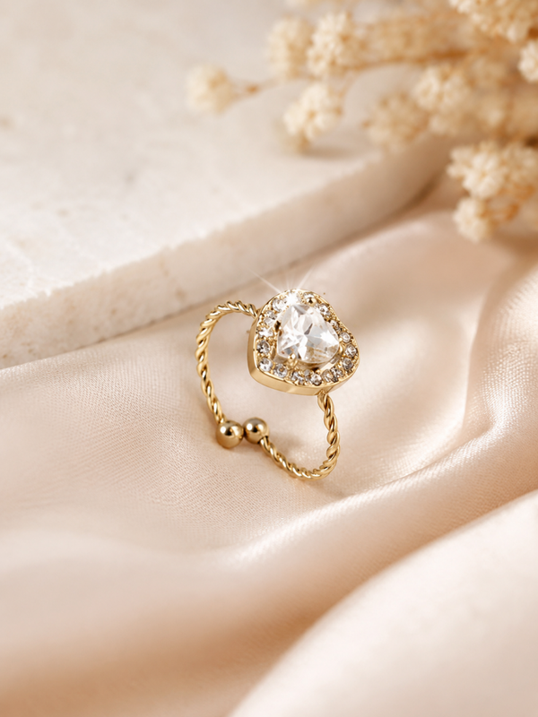 Luxe Heart Glow Ring Gold