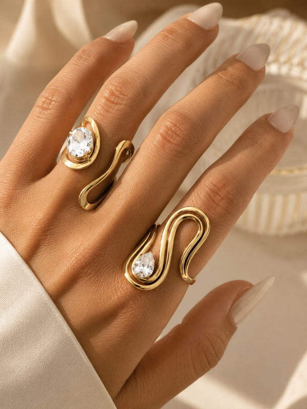 Luxe Wave Ring Set