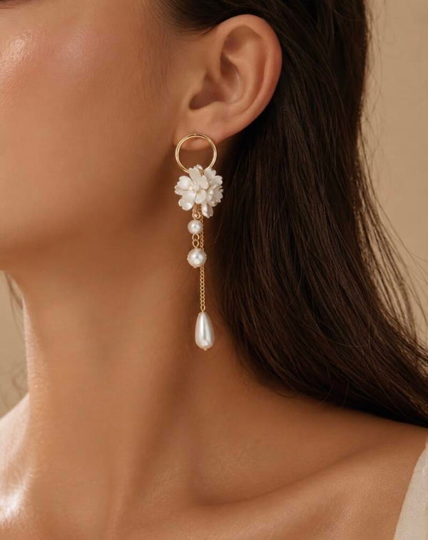 Pearl Blossom Drop Earrings