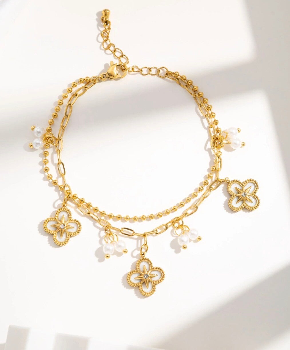 Golden Clover Double Layer Armband